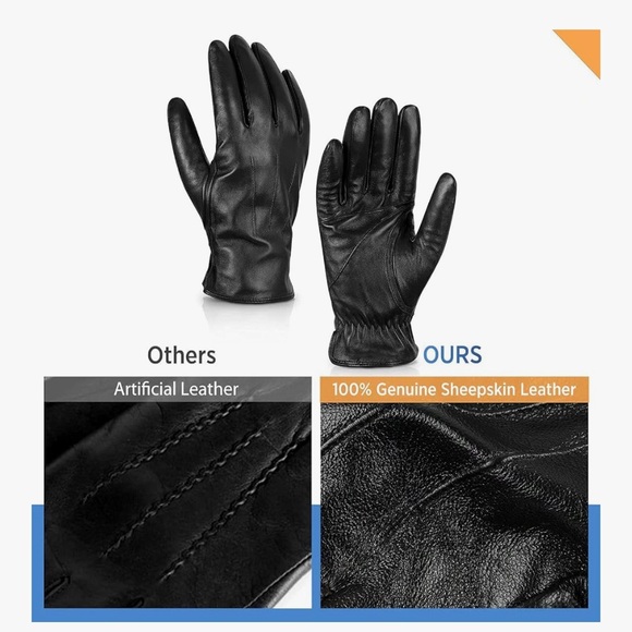 Sheep skin Black Gloves for Men - Picture 3 of 5